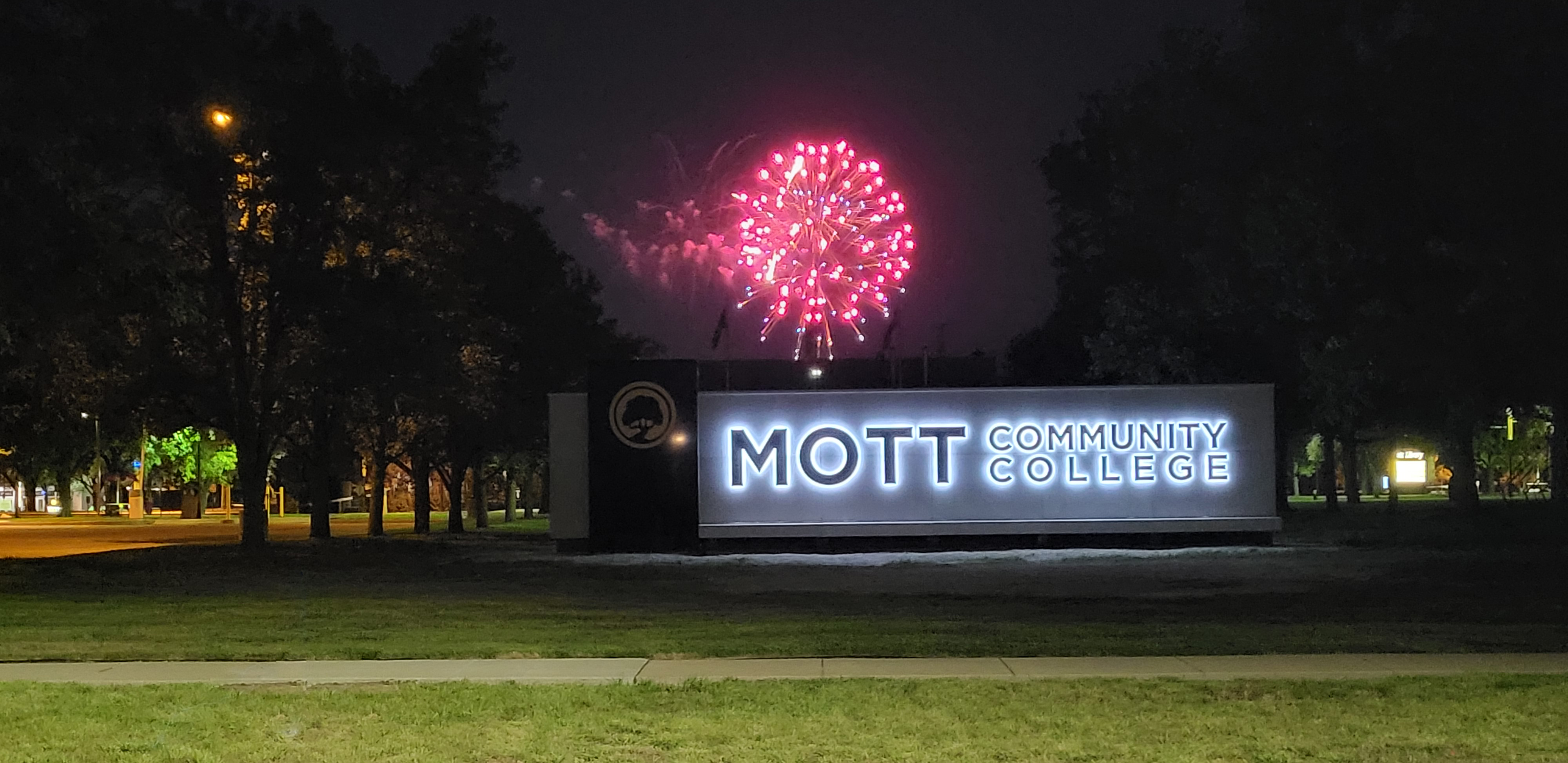 Fireworks over MCC sign